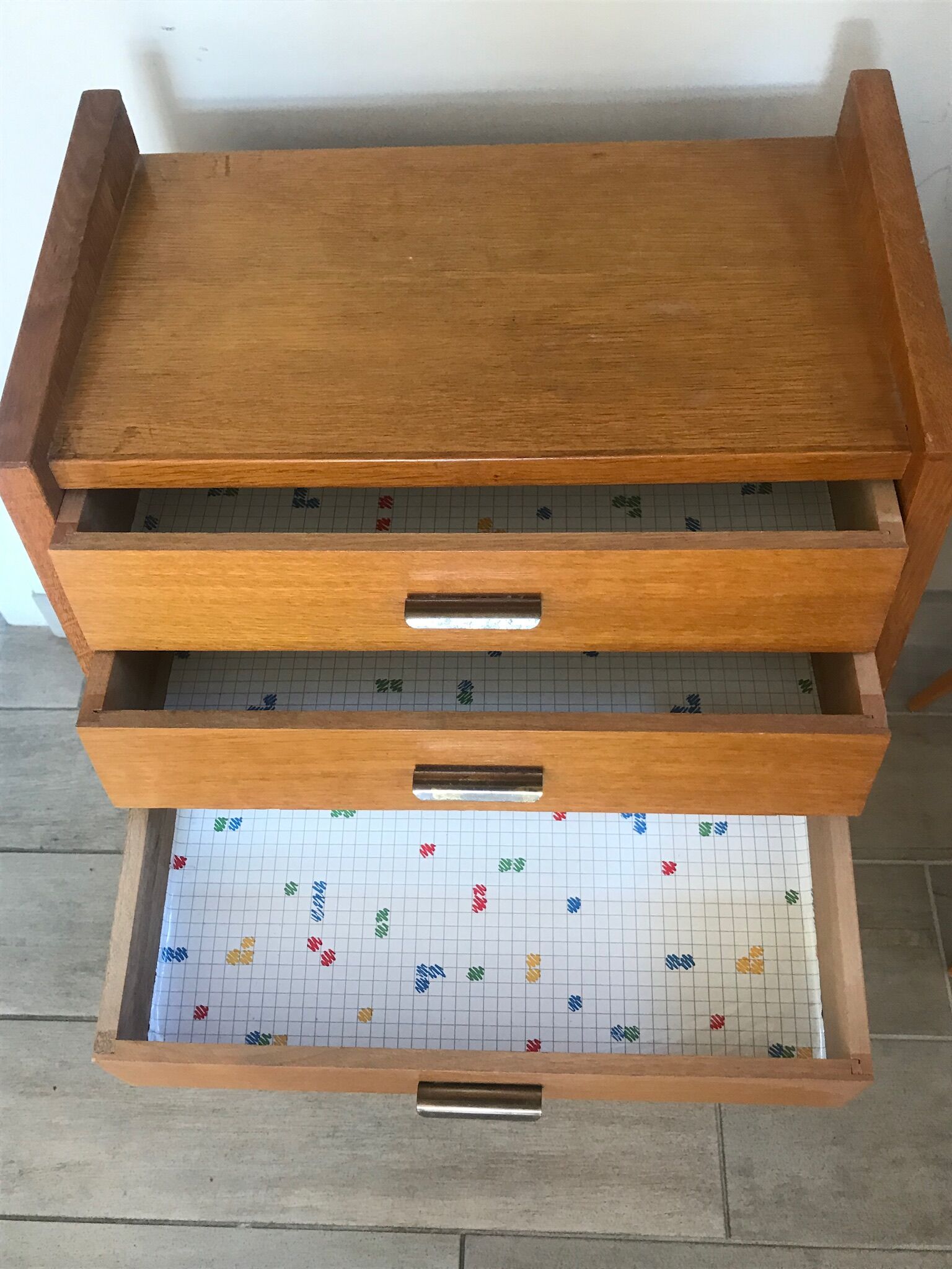 Paire de chevets pieds compas vintage années 60