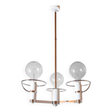 Space Age Three Lights Chromed Chandelier, Italy 1970s