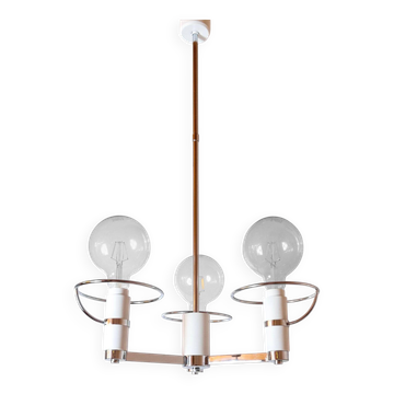 Lustre chromé à trois lumières, Italie, années 1970