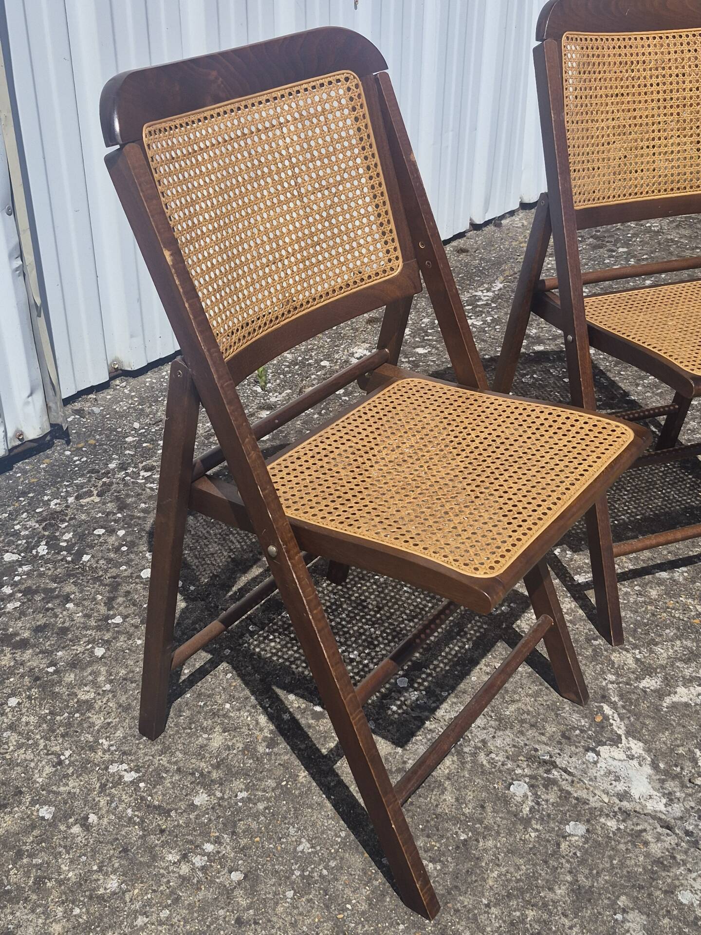 Vintage 2 chaises pliantes bois et cannage