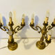 Large table lamps in solid bronze, decorated with acanthus leaves.