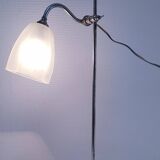 Art Deco lamp with chrome metal and opalescent glass.