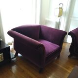 Fauteuil en velours parme violet