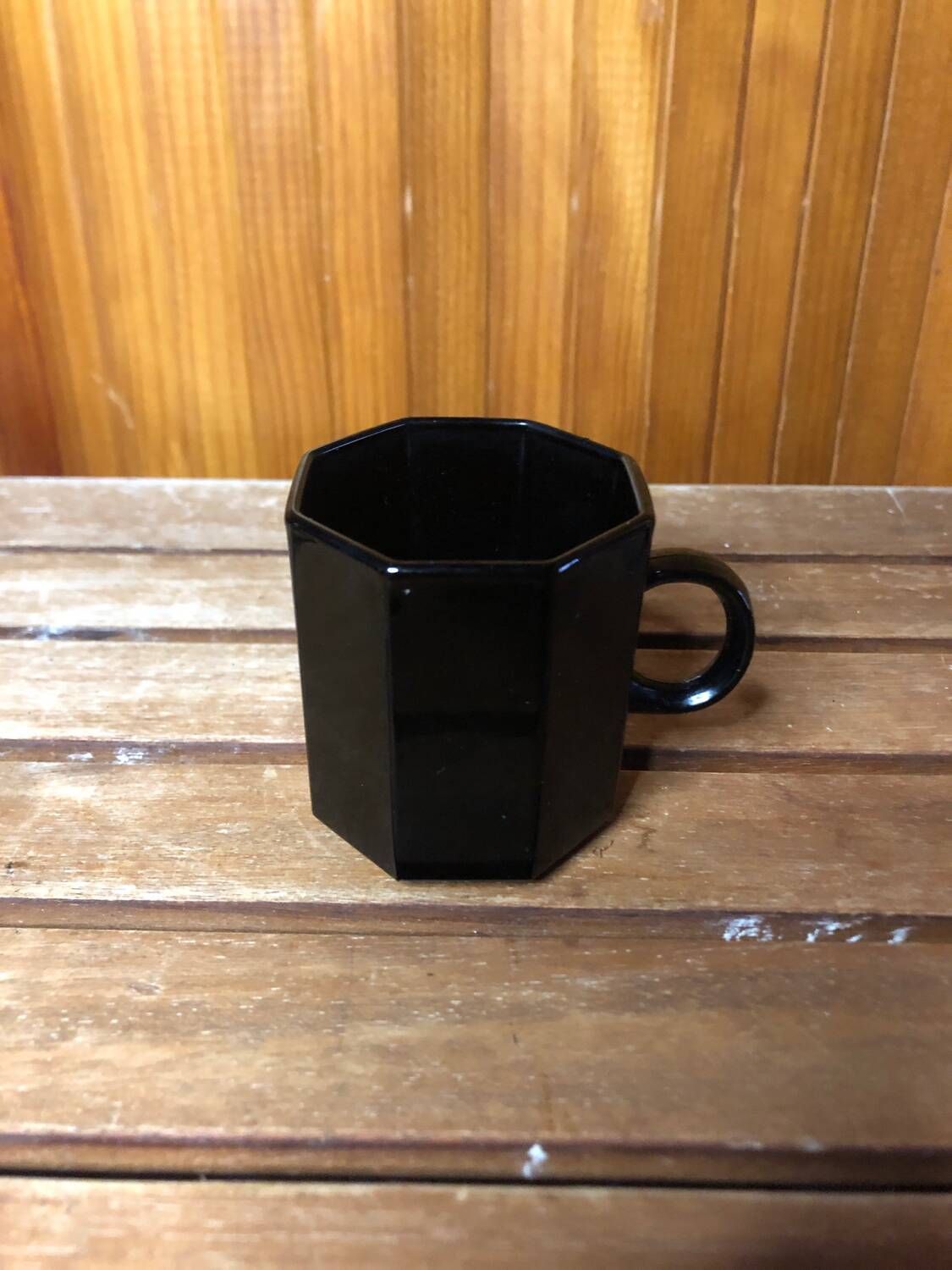 Series Of 8 ESSO Cups Black Ceramic Collection France Vintage