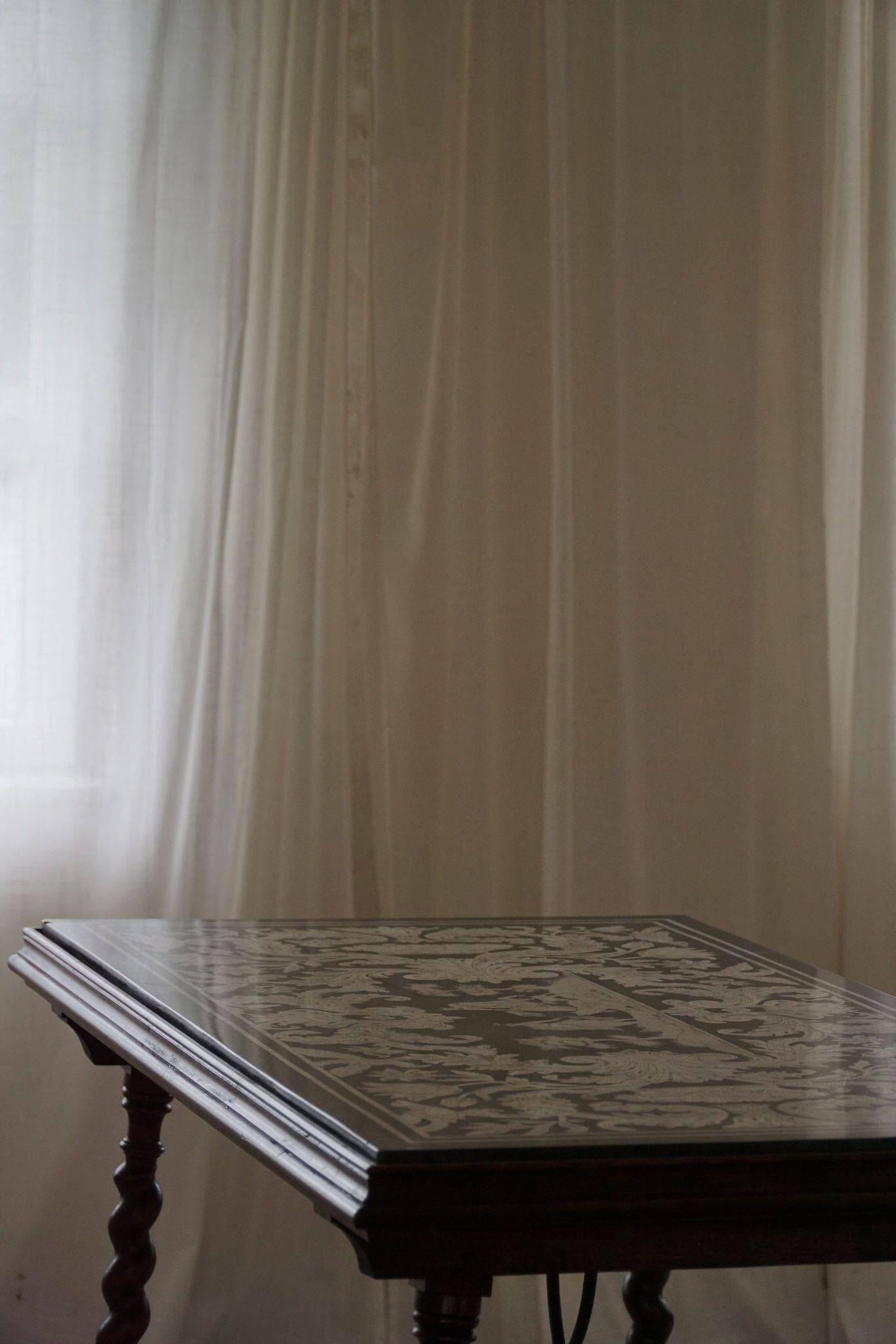 Antique Italian desk table, walnut and marble, Naples, 19th century.