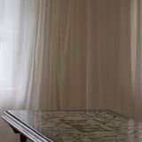 Antique Italian desk table, walnut and marble, Naples, 19th century.