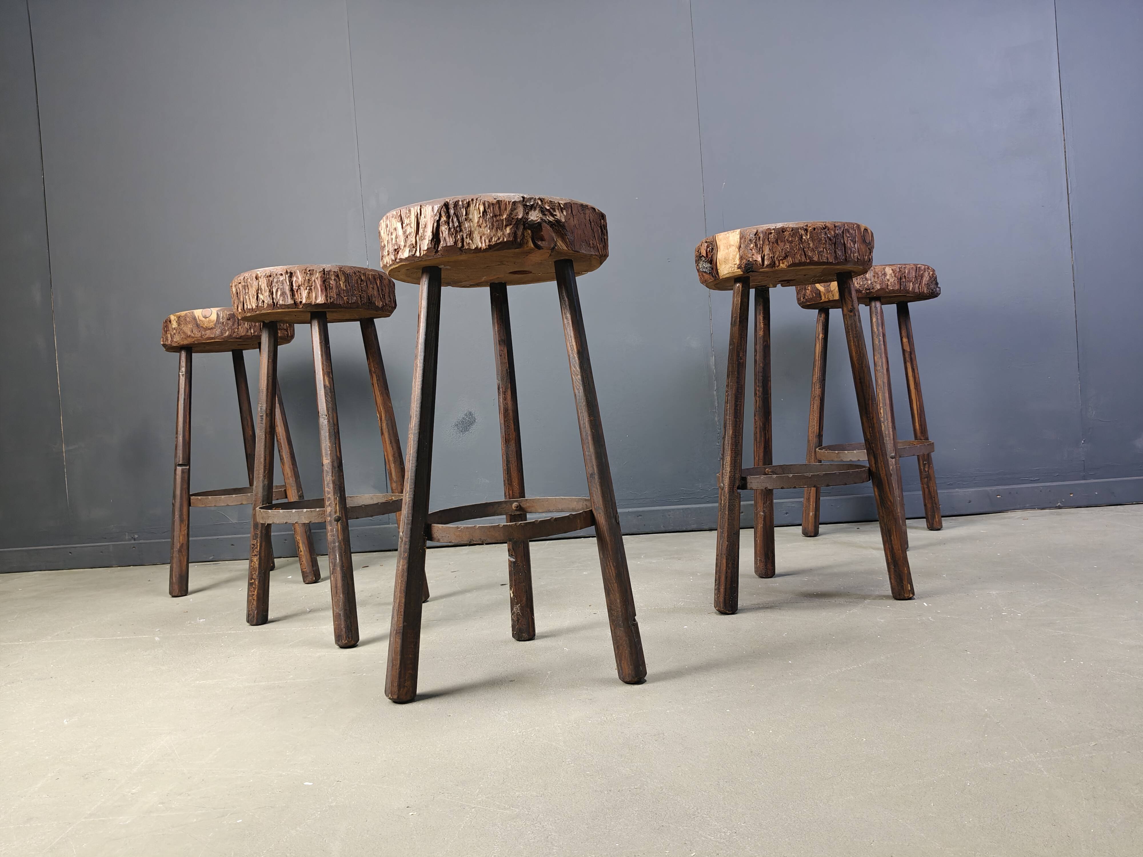Vintage tree trunk bar stools, 1970s