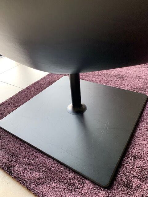 Moroso Fjord armchair with its pouf, design Patricia Urquiola 2002, steel and smooth black leather