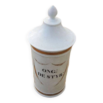 Ancien pot apothicaire en porcelaine : ong de styr