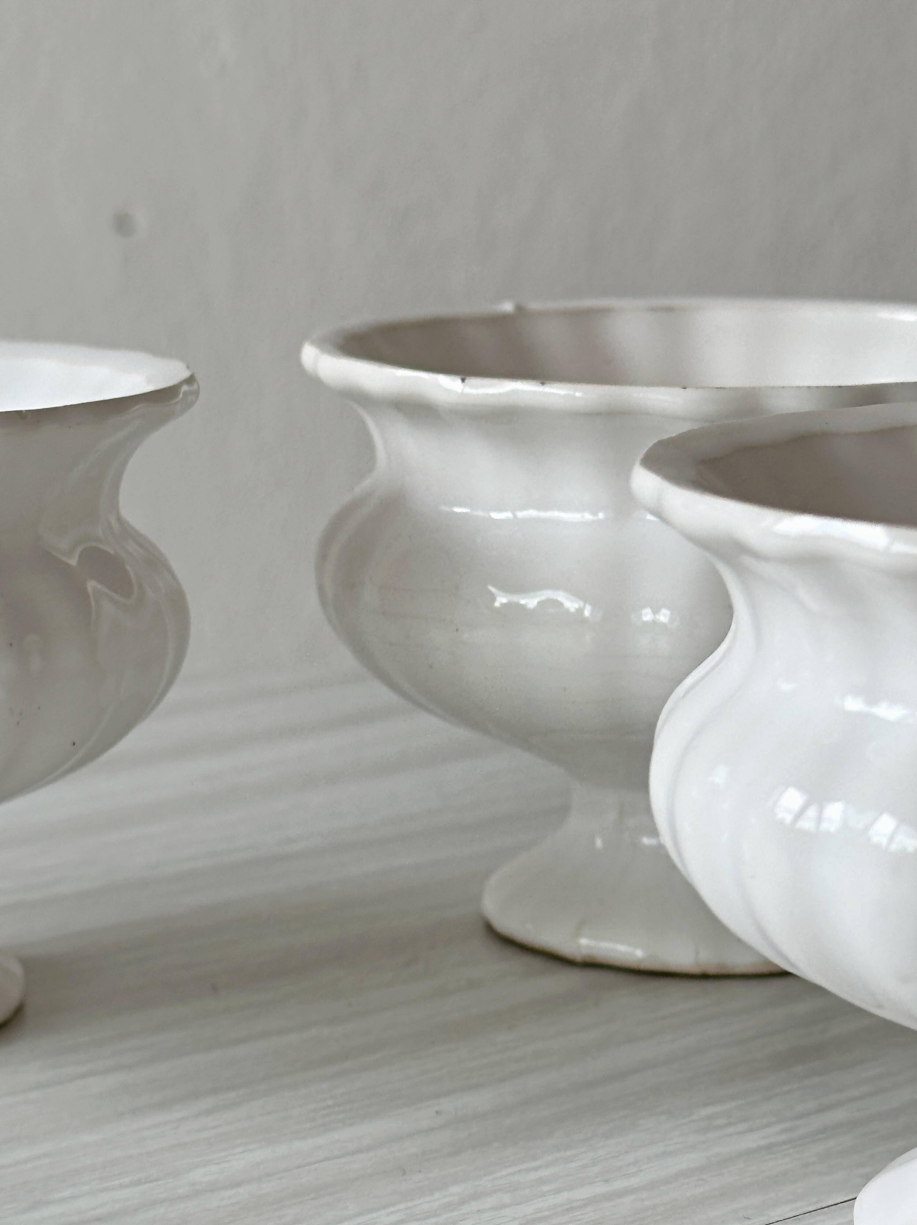 Lot trois cache-pots céramique blanche