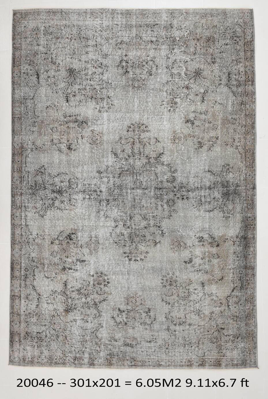 6x10 Black & Gray Oriental Style Turkish Rug, 201x301Cm
