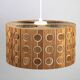 Pine Pendant Lamp – Cylindrical with Circle Pattern, Scandinavia – 1960s/1970s