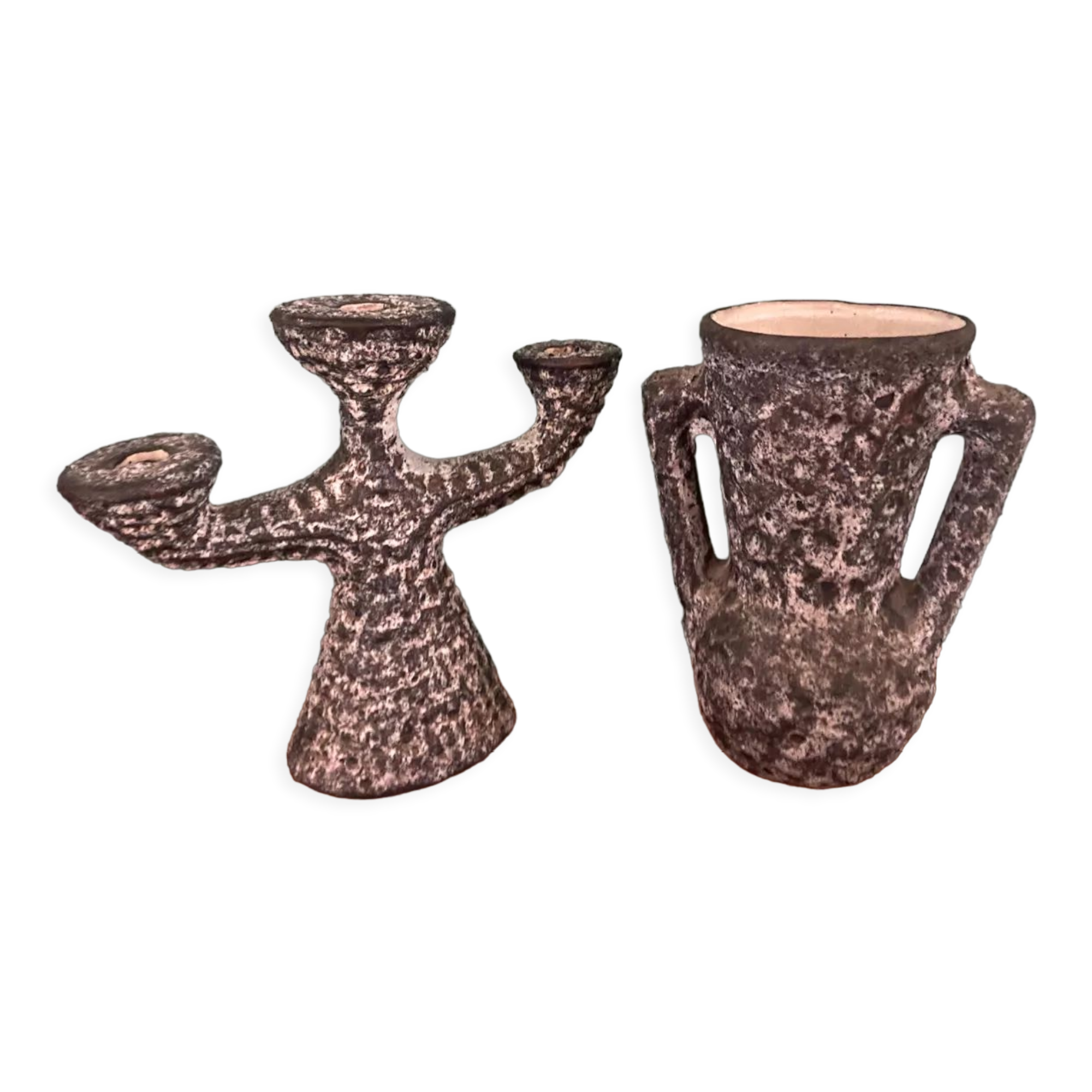 Vase and candle holders Fat Lava vintage