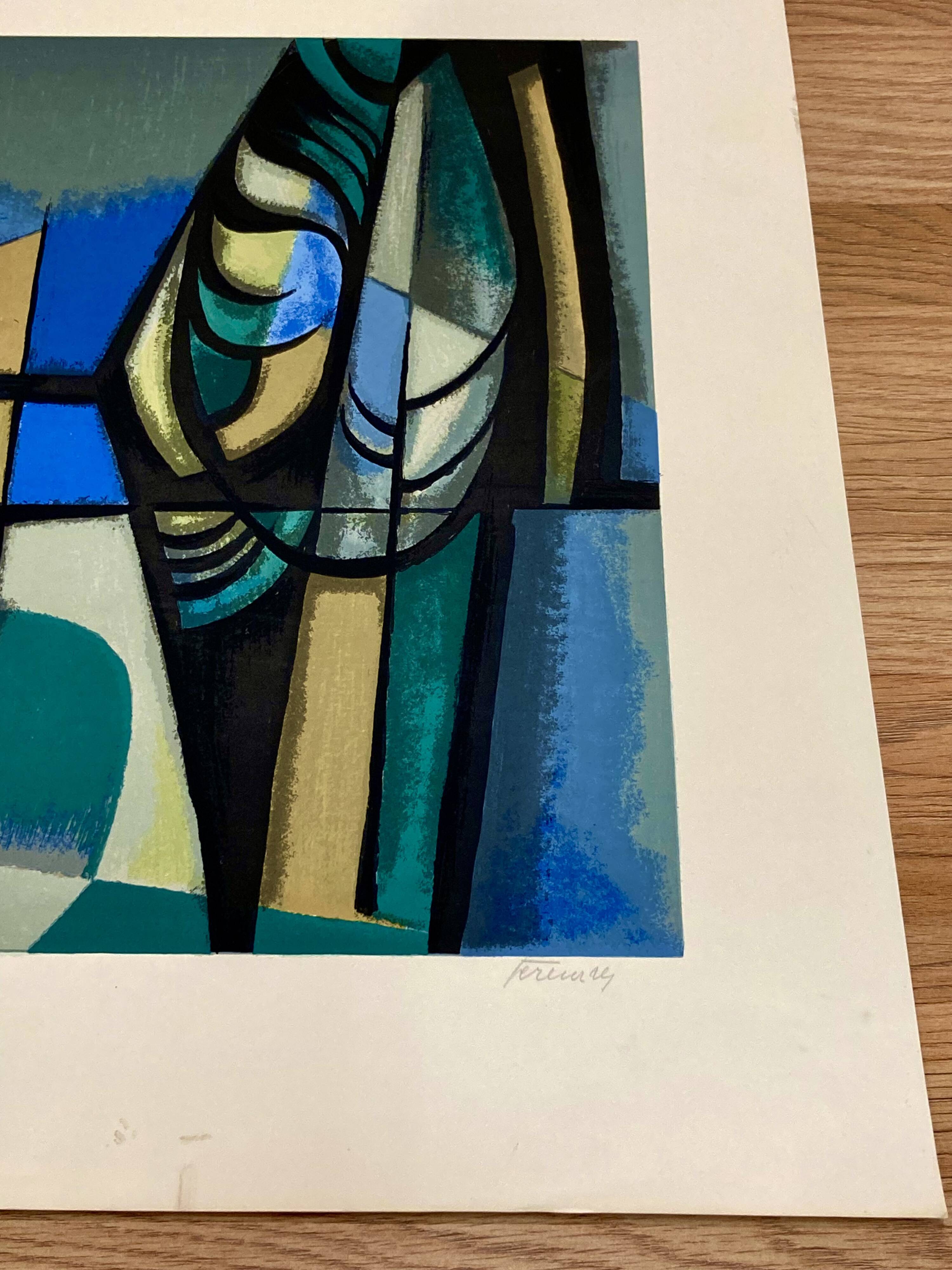 Lithograph signed "Albert Ferenz" Design 1950.