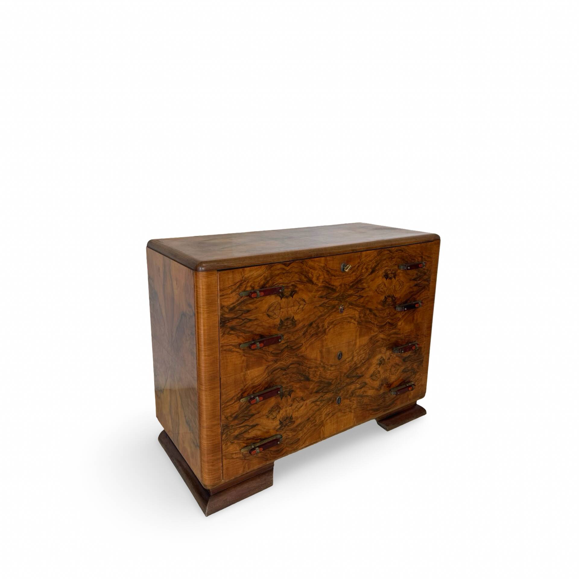 Walnut burl commode, Italian Art Deco, 1940s.
