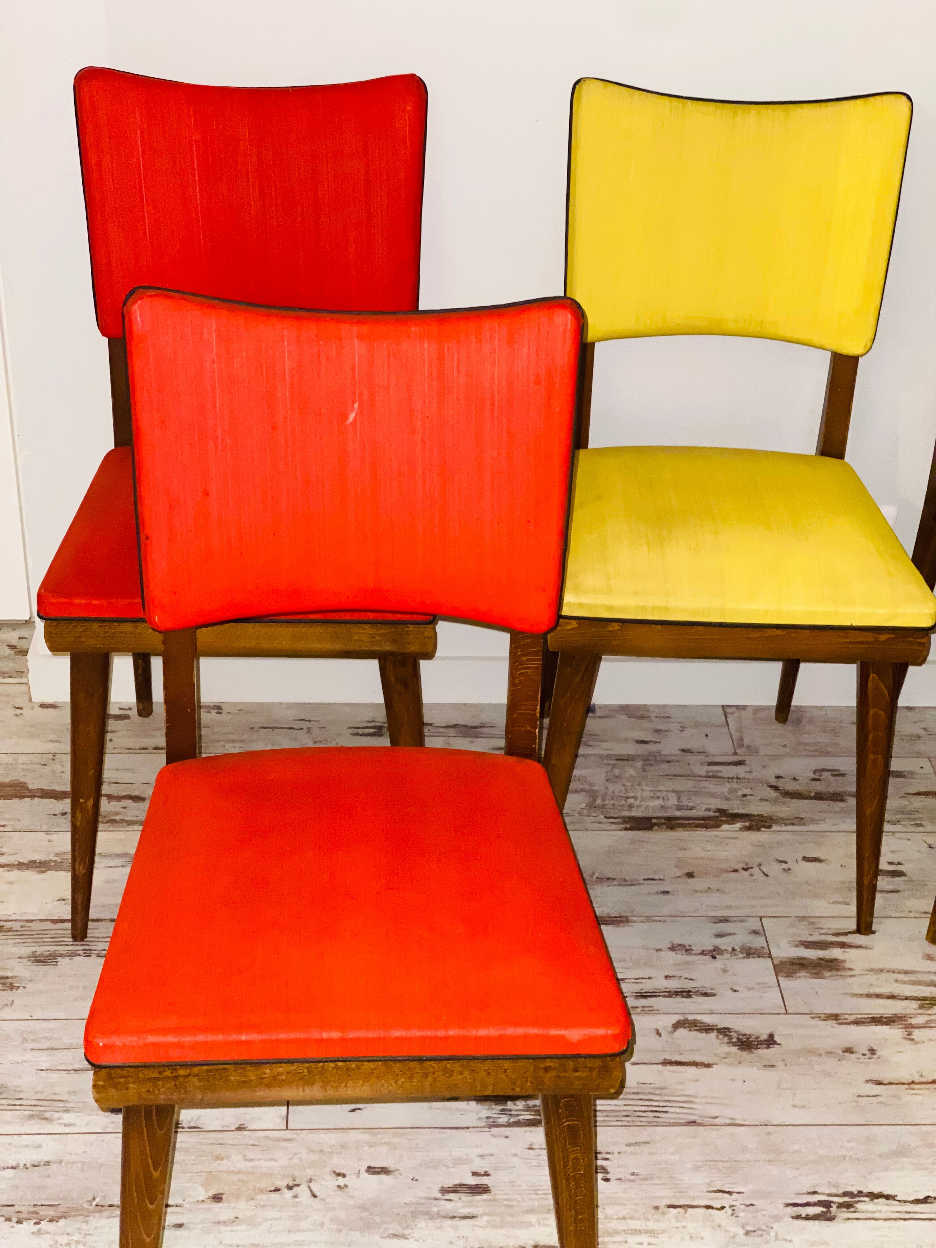 Suite of 5 vintage chair 50s