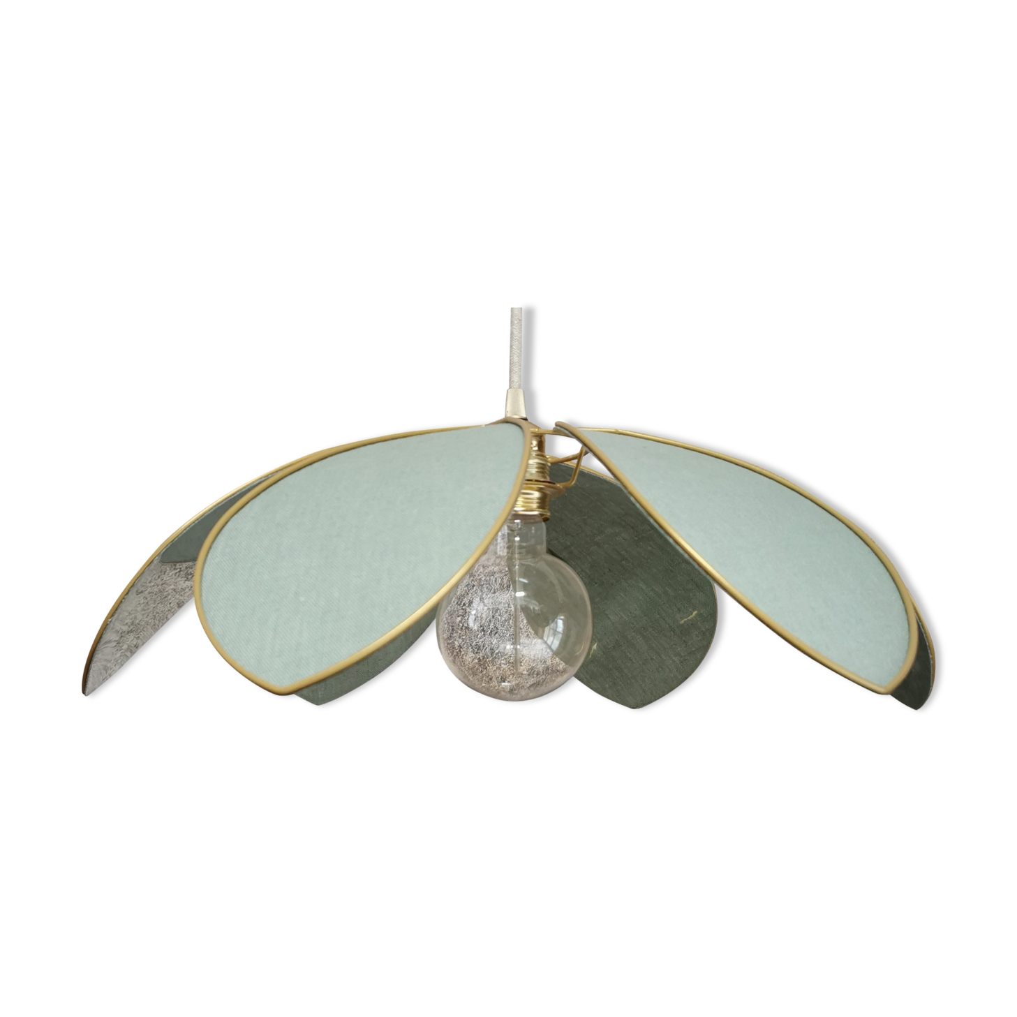 Suspension fleur pétales lin vert celadon