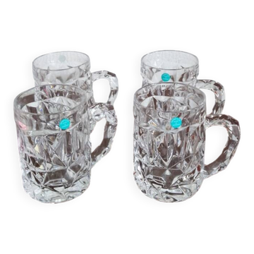 4 Chopes à bière en cristal taillé Tiffany et Co.