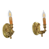 Pair of Gilt Bronze Wall Lamps, Directoire Style, Lucien Gau
