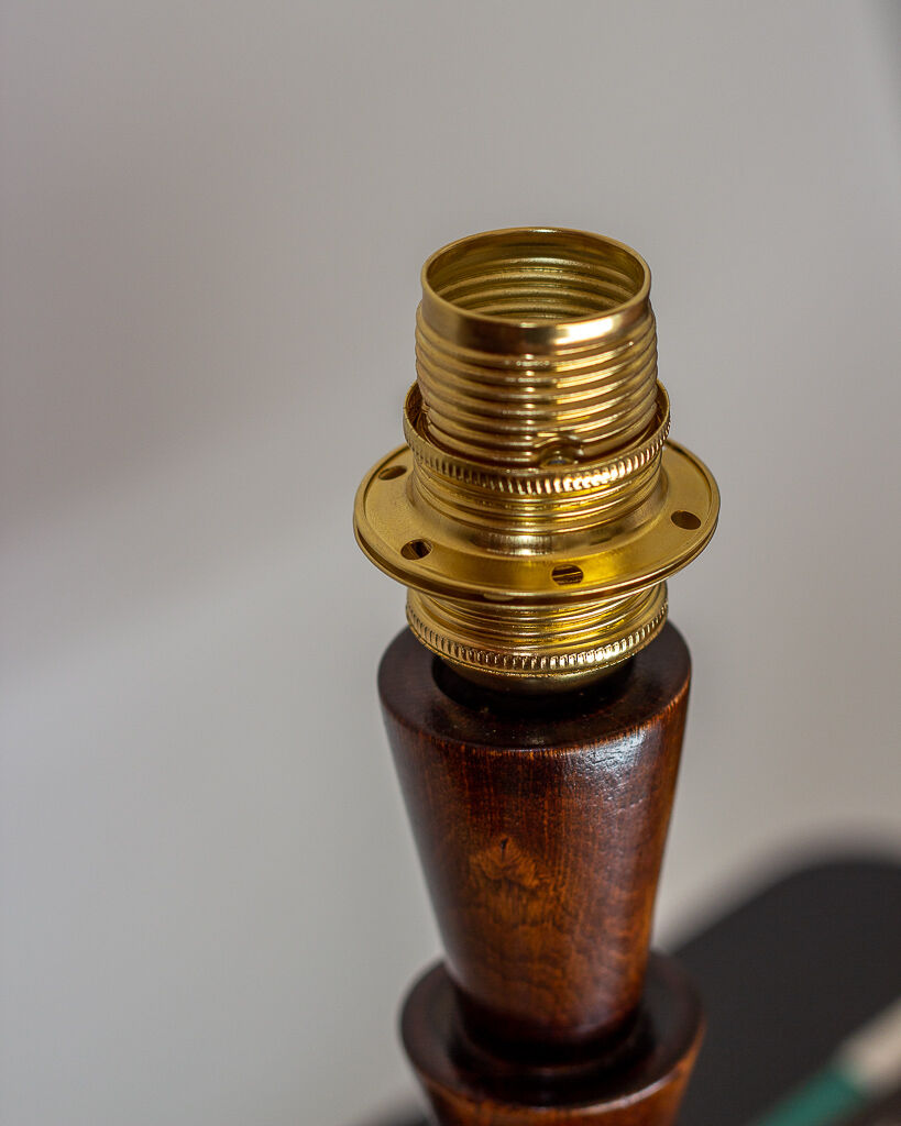 Modernist walnut wood table lamp - 70s
