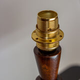 Modernist walnut wood table lamp - 70s