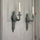 Pair of Louis XVI Style Wall Lights in Carved and Painted Wood, Circa 1900