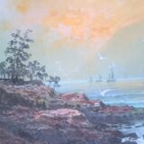 Impressionist seascape, oil on canvas signed and framed