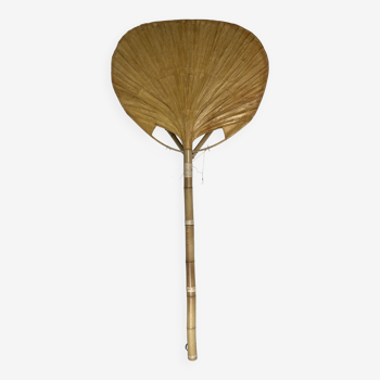 Large "Uchiwa" bamboo floor lamp, 1970s