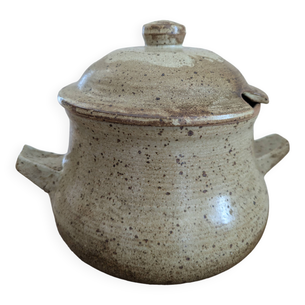 Grande soupière en grès pyrité vintage