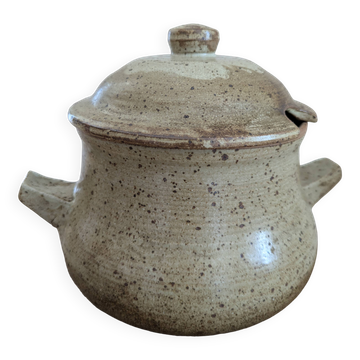 Grande soupière en grès pyrité vintage