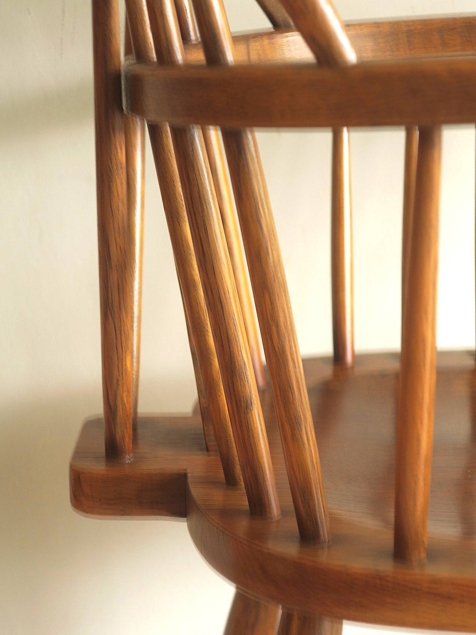 Mid century solid oak lyre-back Windsor chair, 1960s-70s