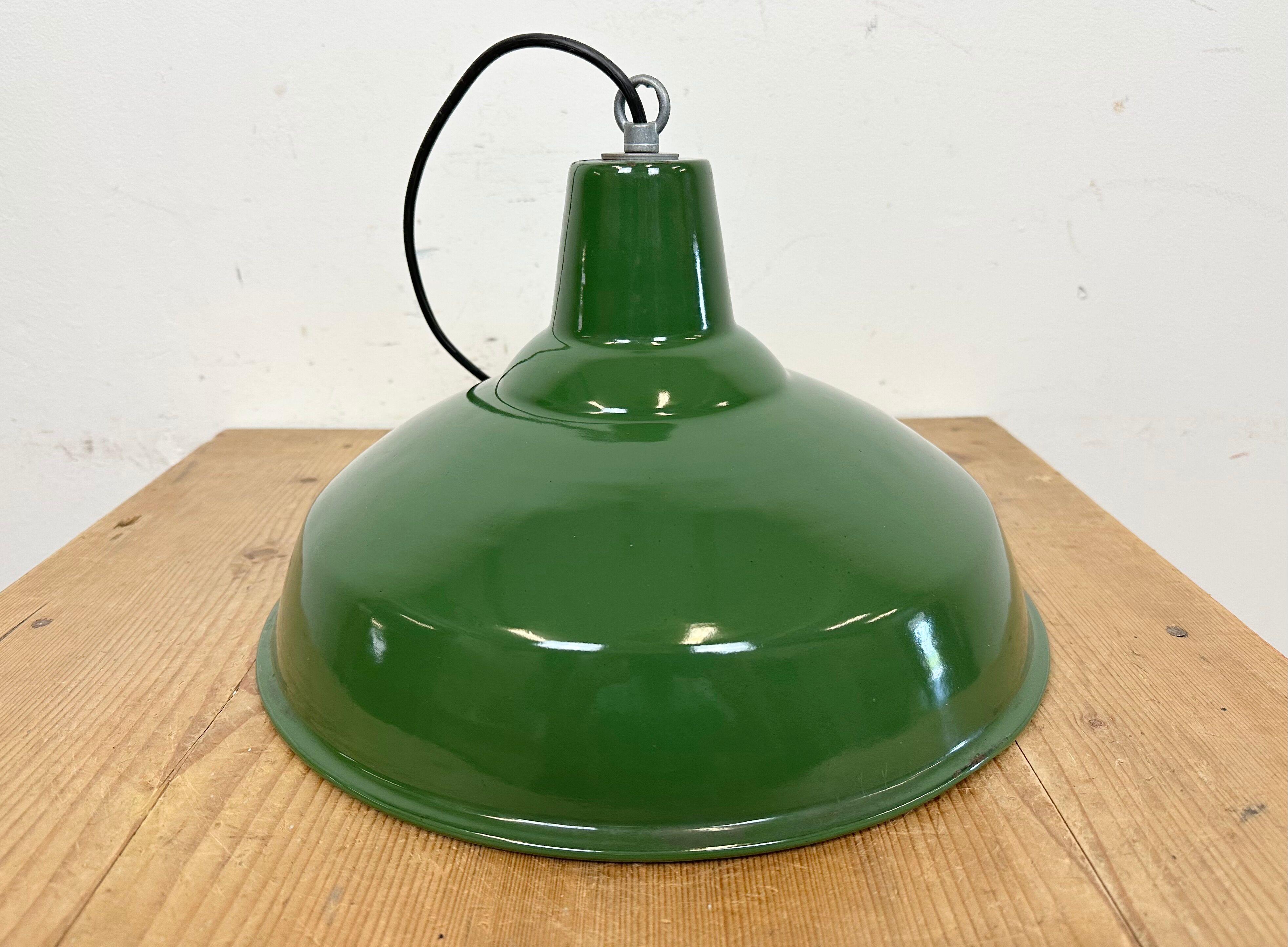 Industrial Green Enamel Factory Lamp from Benjamin, 1960s
