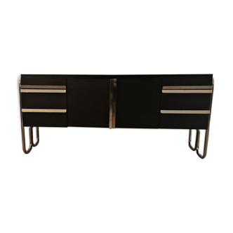 Vintage metallic sideboard in the Bauhaus style of the 70s