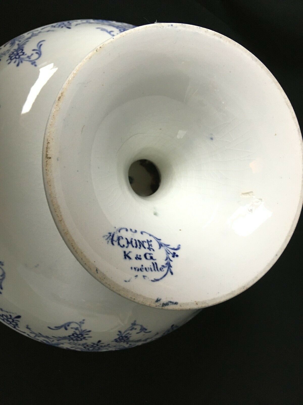 Cup on pedestal Luneville K-G décor China vintage earthenware