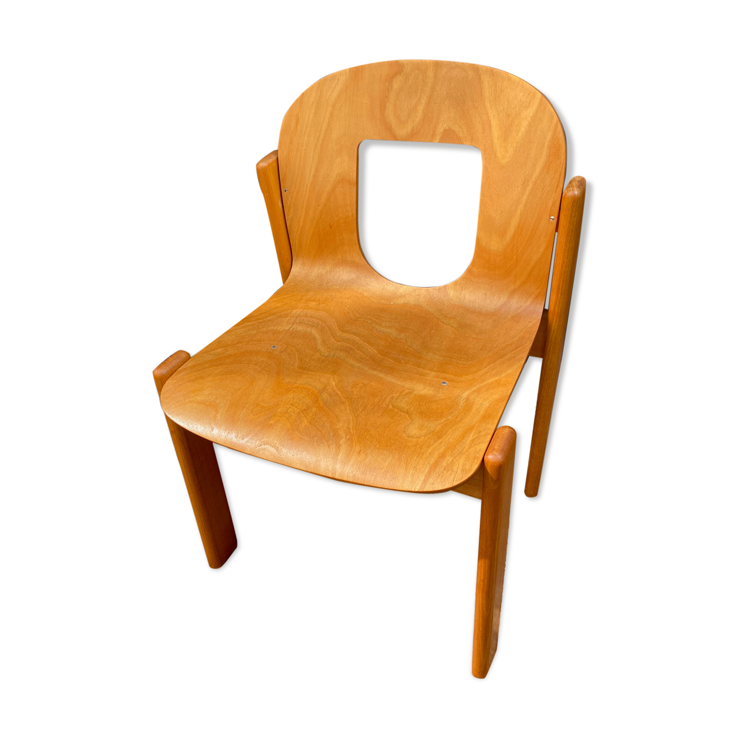 Chaise en hêtre contreplaqué moulé années 70