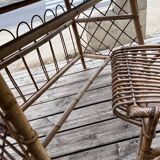 Petit bureau en rotin avec chaise