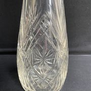 Blown crystal decanter, cut and silver collar