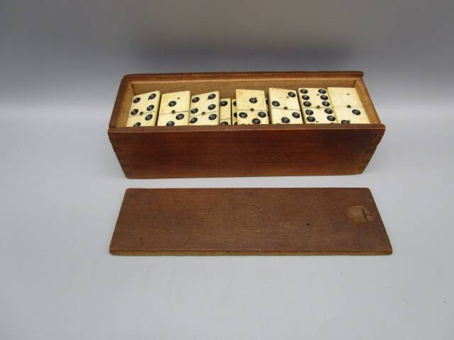 Antique domino game made of wood and bone