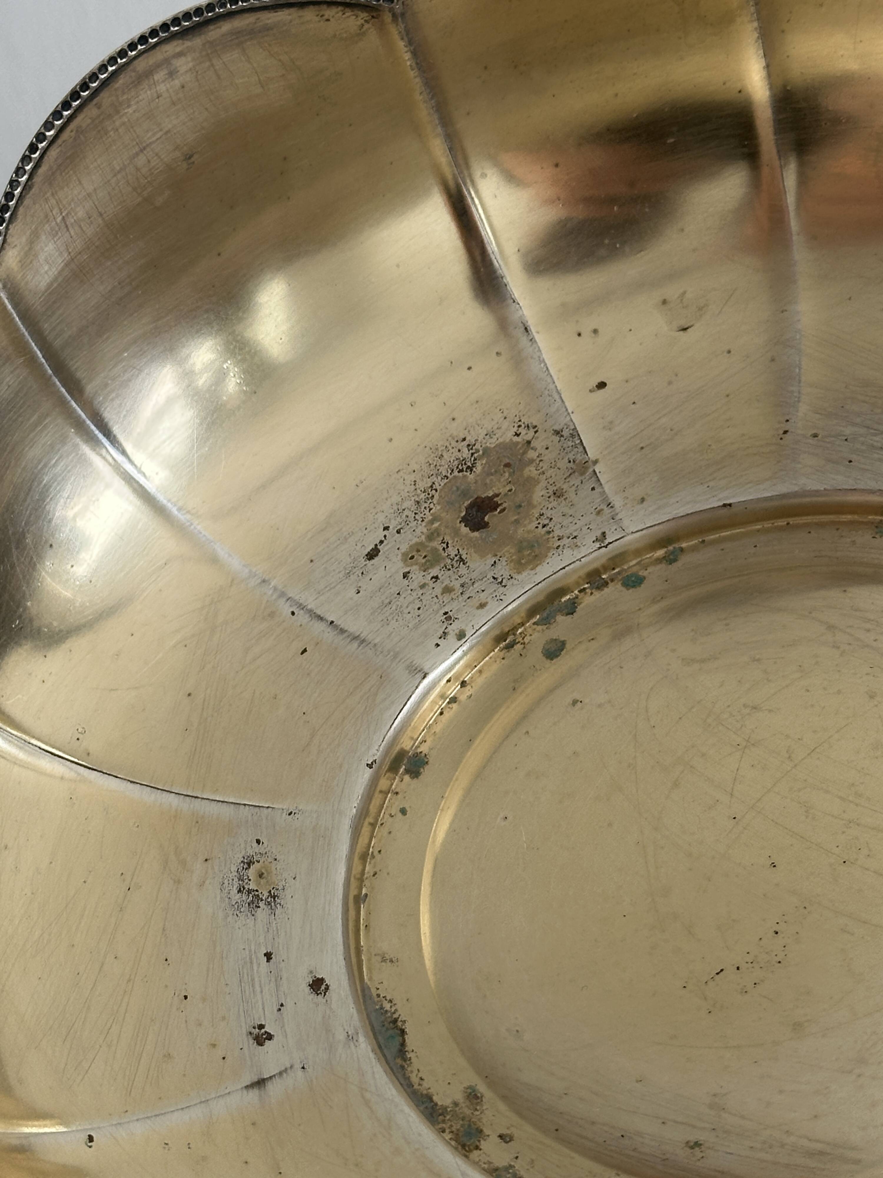 Antique glass and silver-plated metal dish