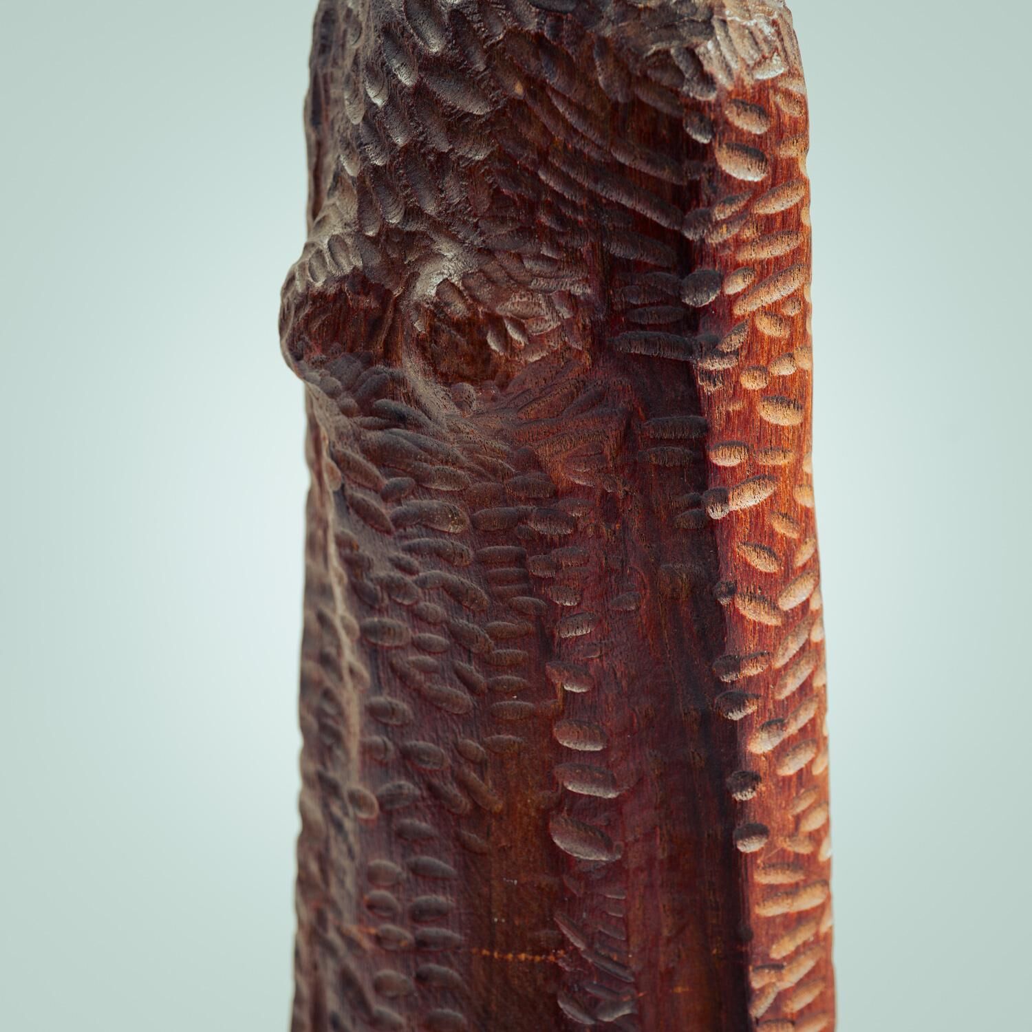 Dutch Brutalist carved wood sculpture of woman's figure, height 95cm, 1970s
