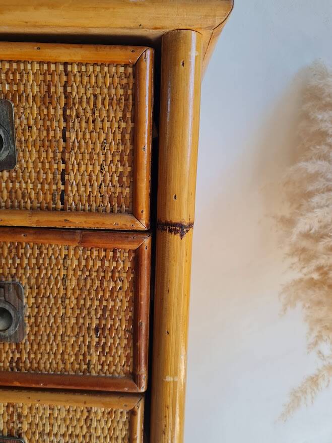 Rattan chest of drawers circa 1970, Dal Vera