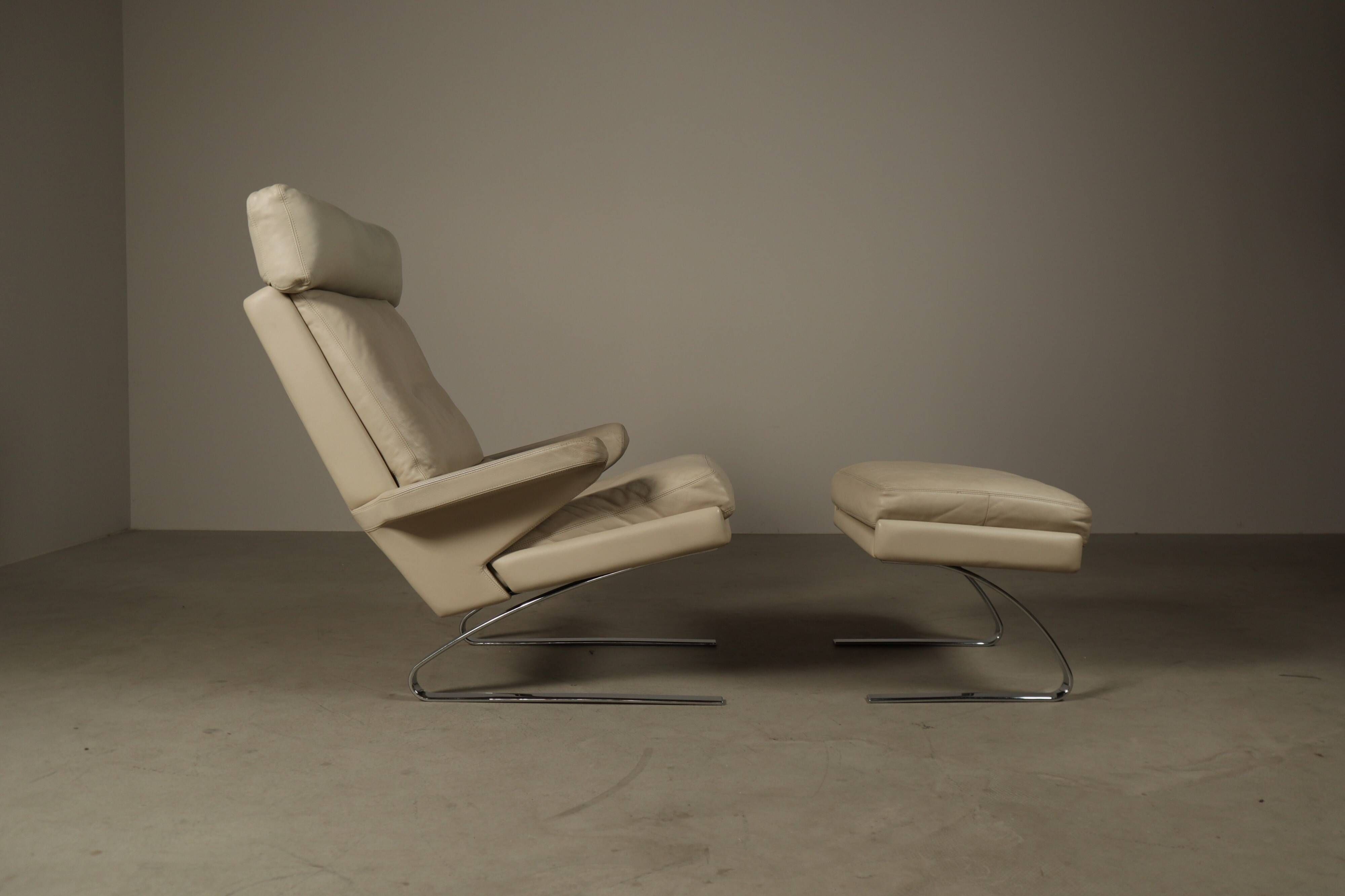 Leather "Swing" lounge chair with ottoman for COR Germany, 1960's