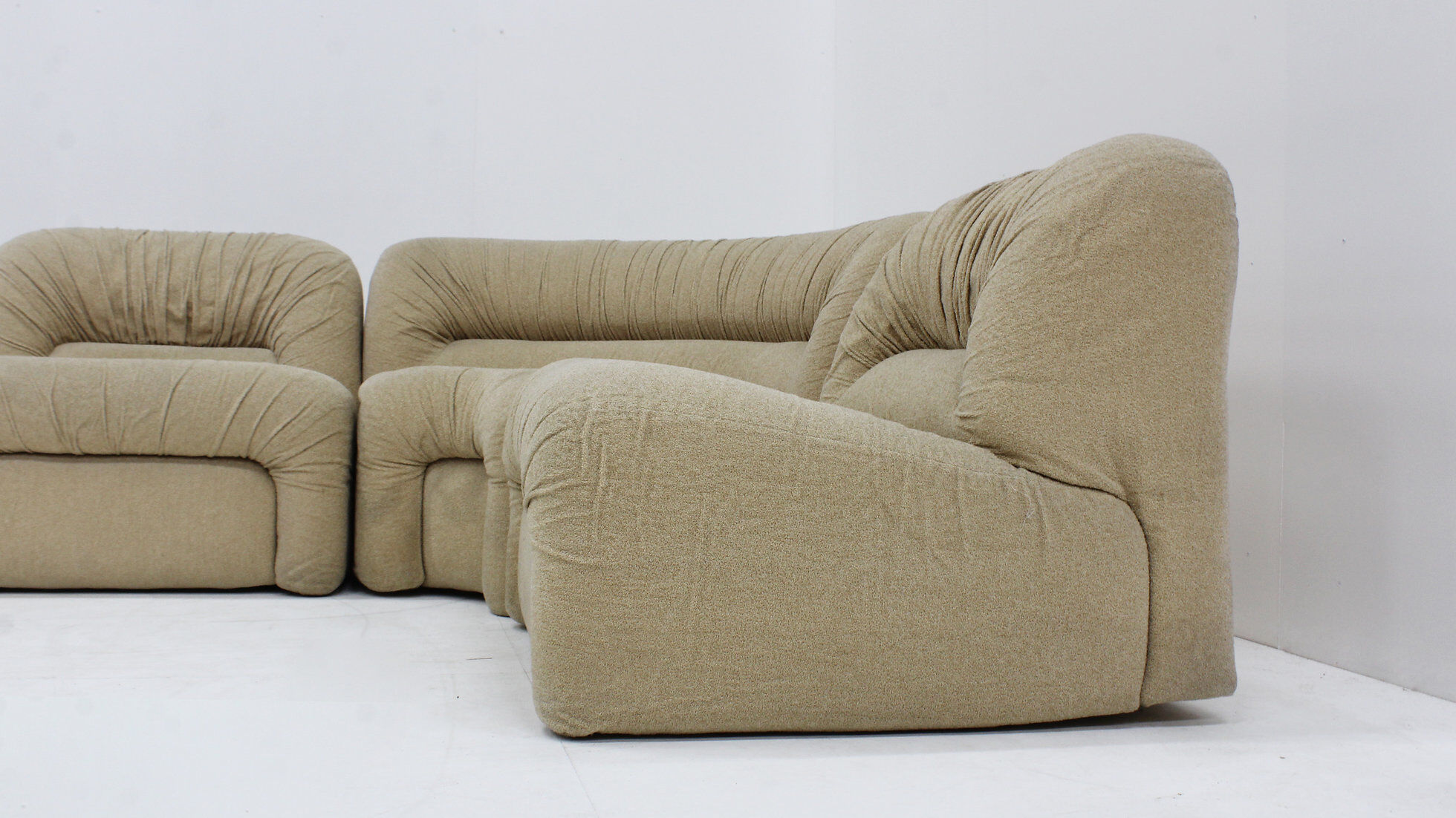 Canapé modulaire incurvé italien vintage des années 1970, ensemble de 5