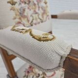 1930s, Danish highback rocking chair, original hand woven wool, ash wood.