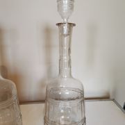 Pair of antique moulded glass carafes