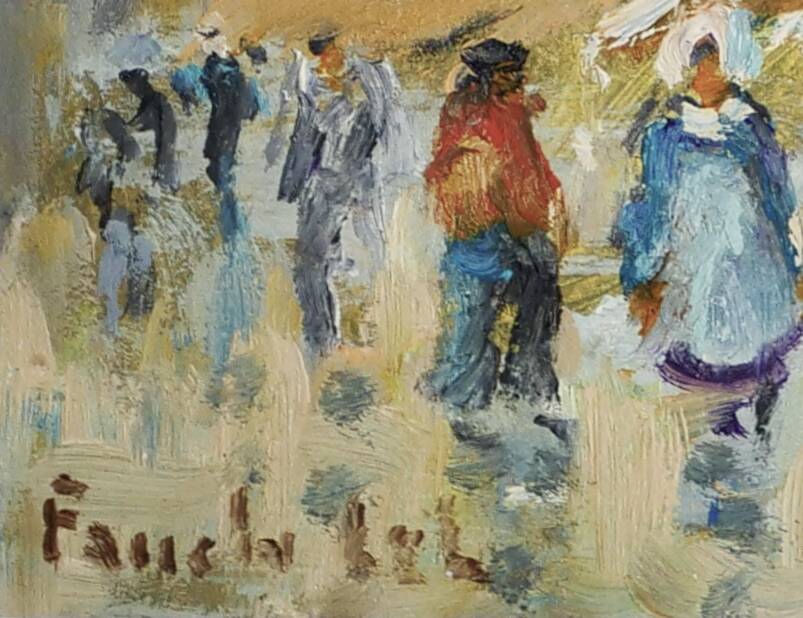 Market in Brittany, acrylic on cardboard