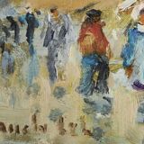 Market in Brittany, acrylic on cardboard