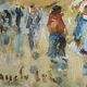Market in Brittany, acrylic on cardboard