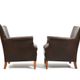 Paire de vieux fauteuils club danois en cuir patiné des années 1940