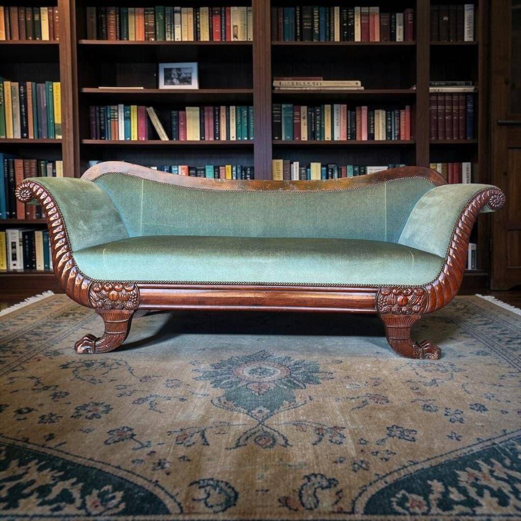 Fauteuil baroque vintage vert d'eau / Biedermeier / canapé